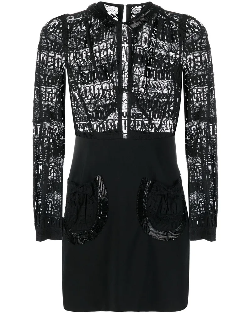 Dsquared2 Langärmeliges Minikleid mit Spitze - Schwarz Schwarz