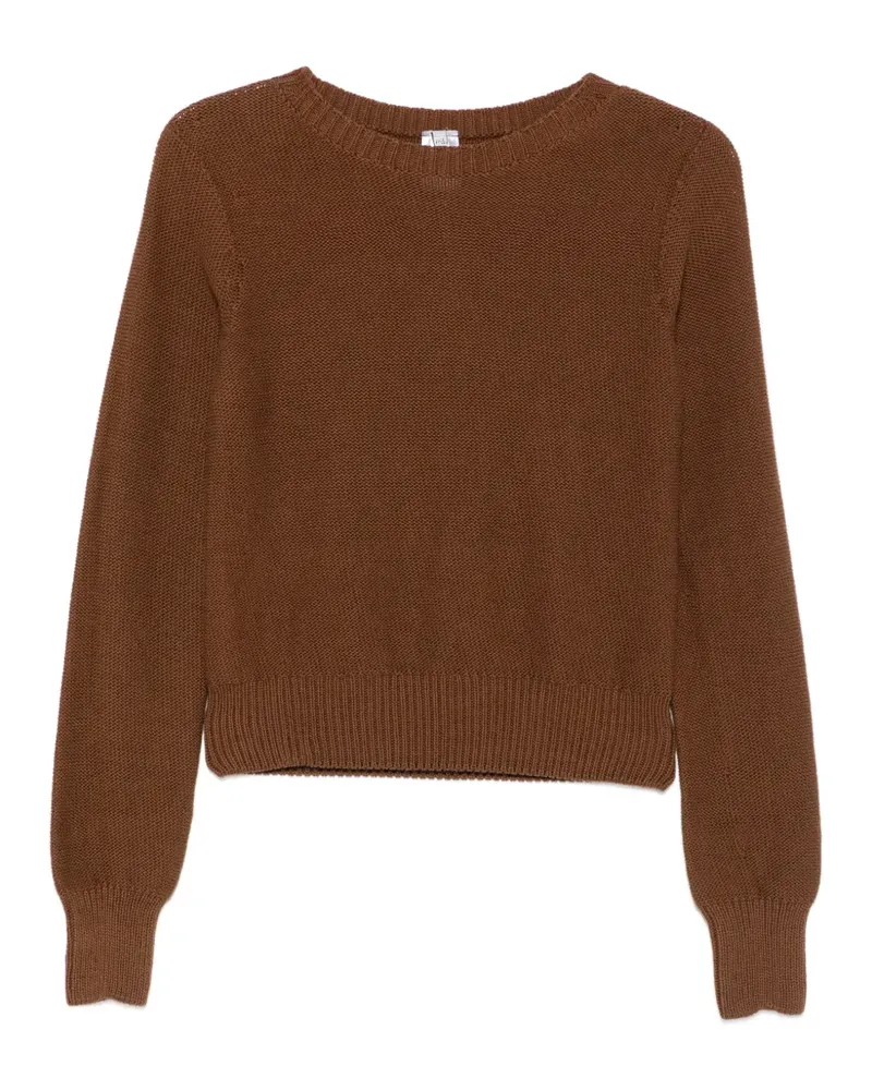 Baserange Pullover mit geripptem Besatz - Braun Braun