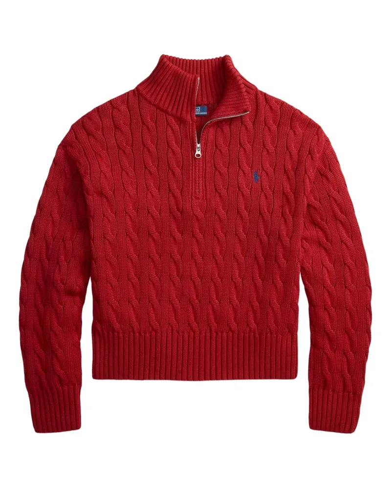 Ralph Lauren Polo Pony Pullover mit Zopfmuster - Rot Rot