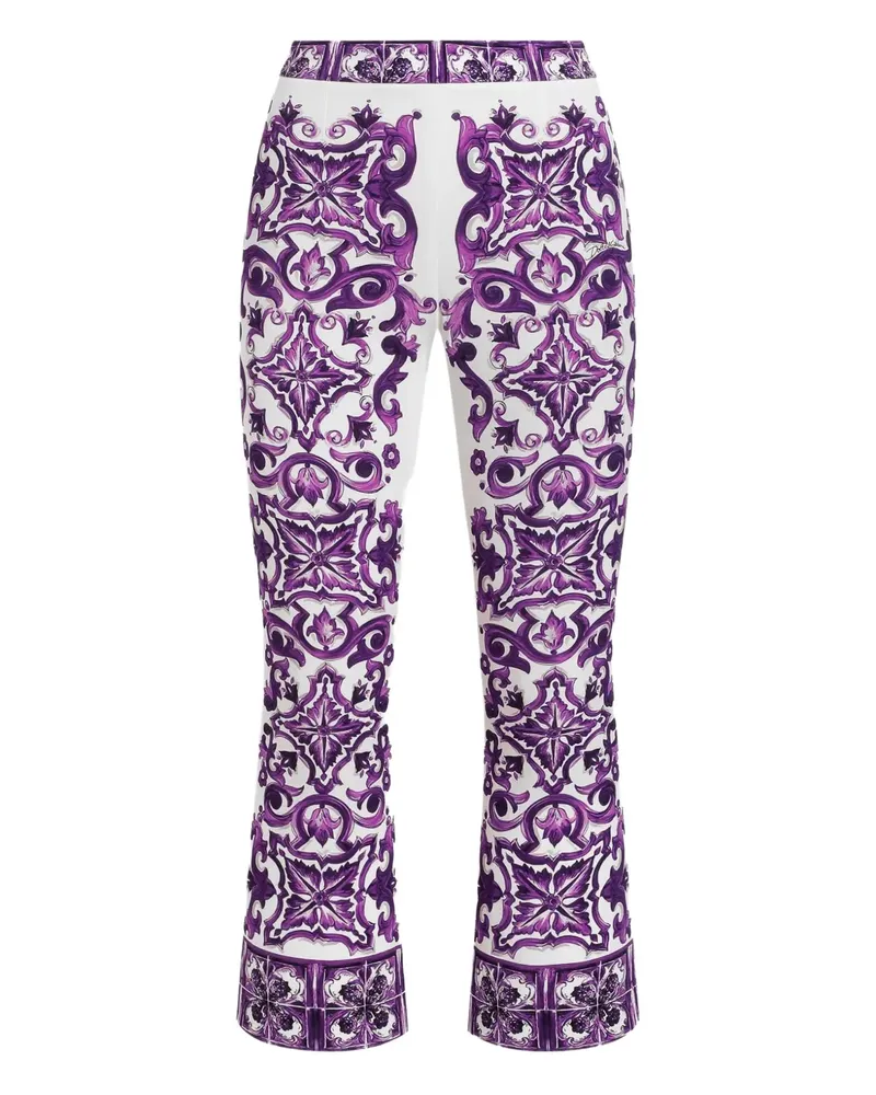 Dolce & Gabbana Weite Hose mit Majolica-Print - Weiß Weiß