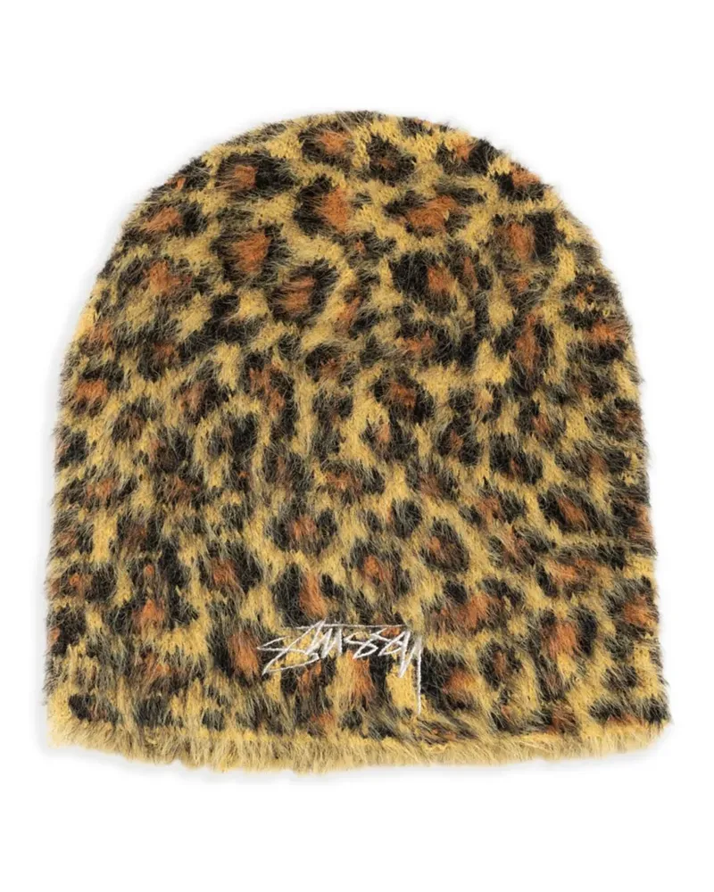 Stüssy Beanie mit Leopardenmuster - Braun Braun