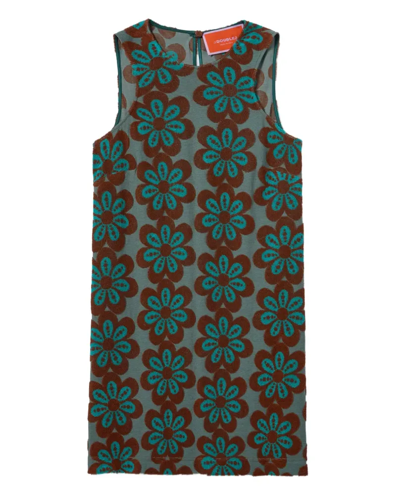 La DoubleJ Racer Minikleid mit Blumen-Print - Grün Grün