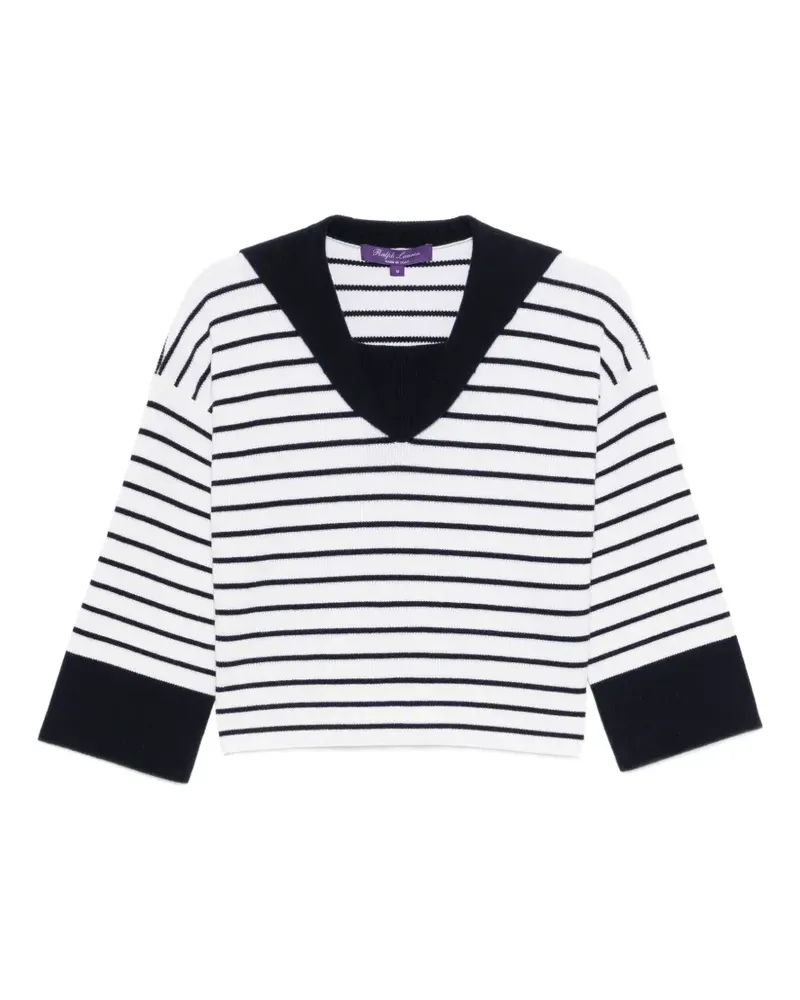 Ralph Lauren striped V-neck sweater - Weiß Weiß