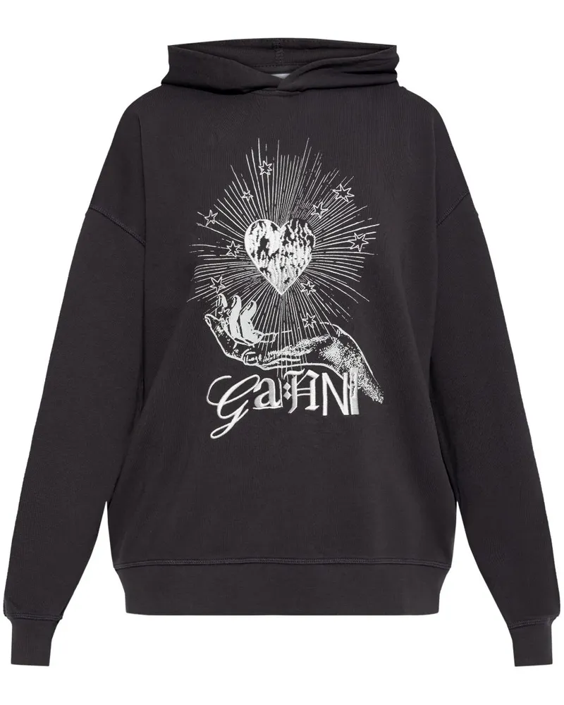 Ganni Hoodie mit grafischem Print - Grau Grau