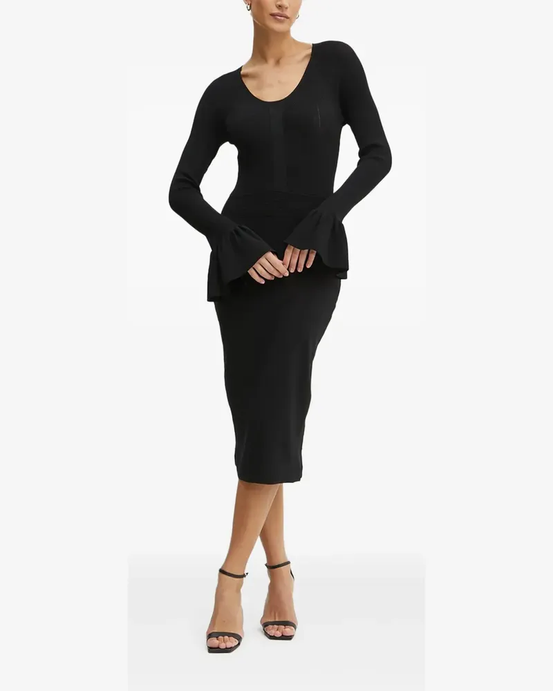 Karl Lagerfeld Midikleid mit Glockenärmeln - Schwarz Schwarz