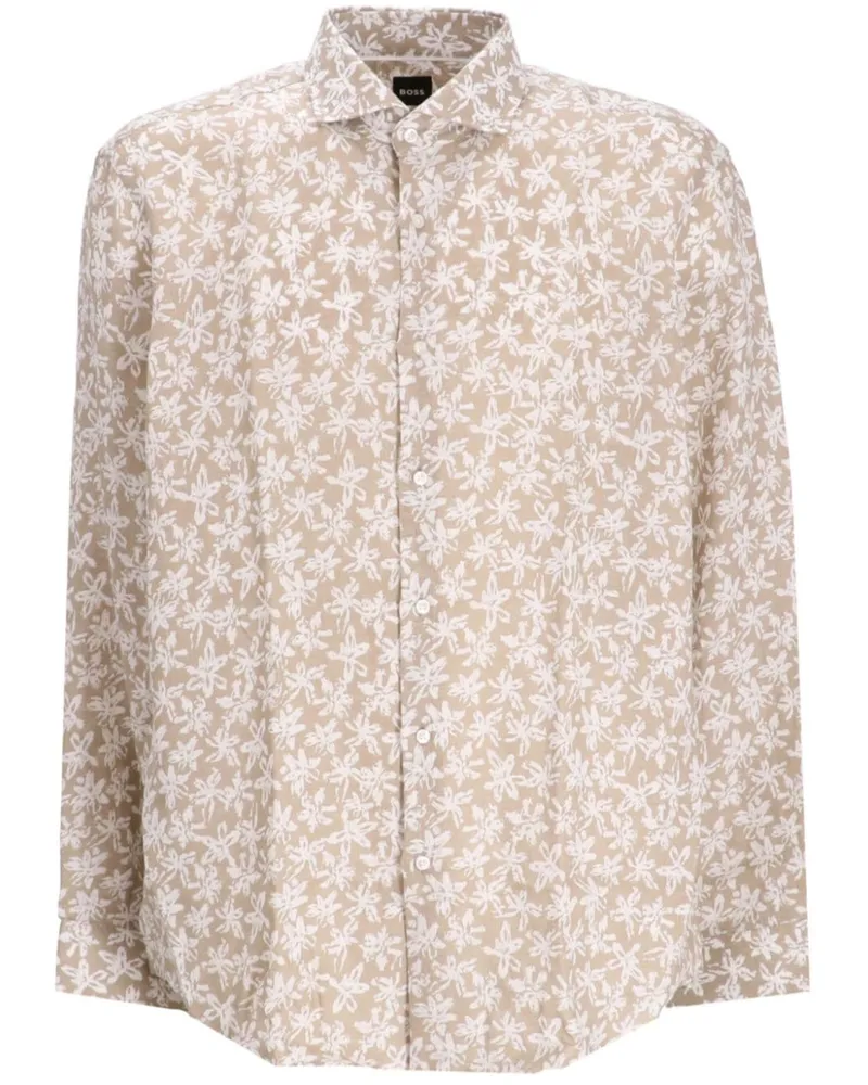 HUGO BOSS H-Joe Hemd mit Blumen-Print - Nude Nude