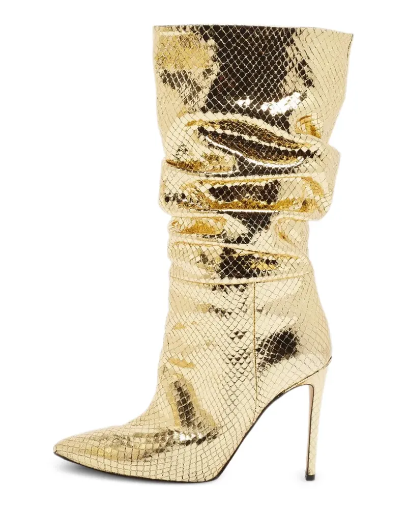 Paris Texas Wadenhohe Stiefel mit Python-Prägung - Gold Gold