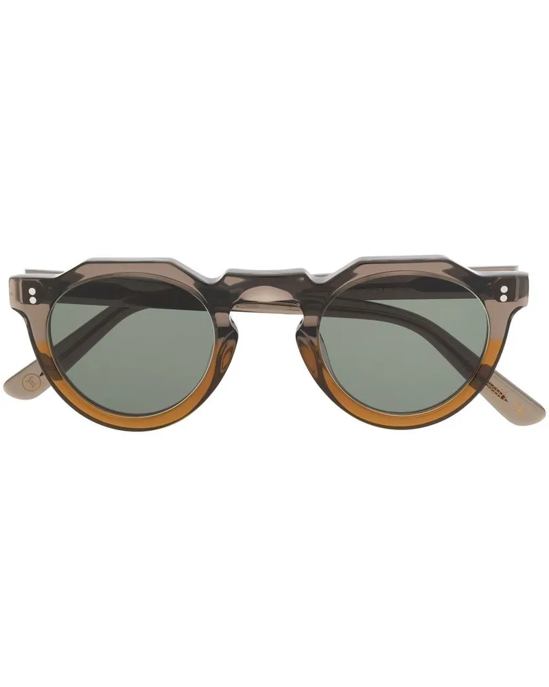 Lesca Sonnenbrille mit rundem Gestell - Braun Braun