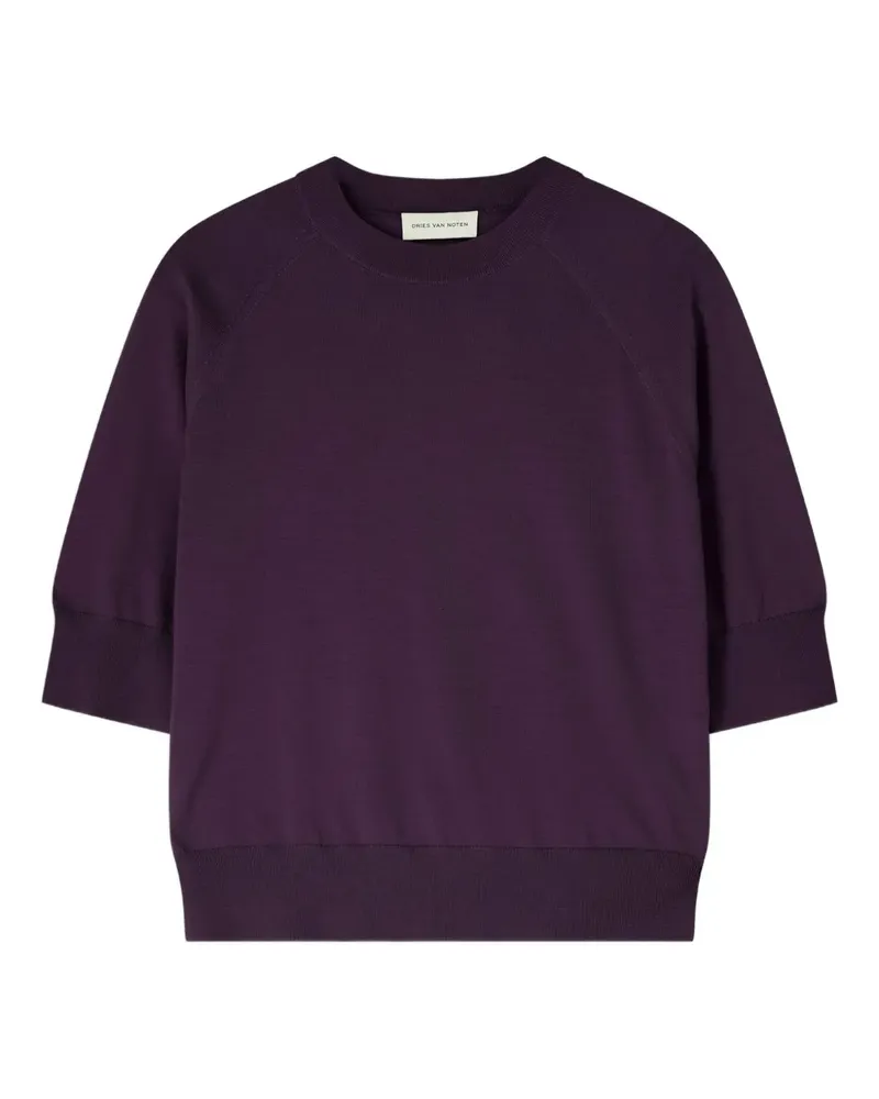 Dries van Noten Kurzärmeliger Merinopullover - Violett Violett