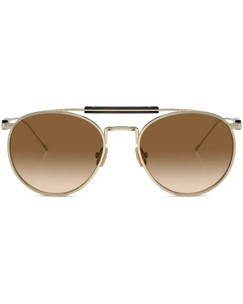 Brunello Cucinelli BC2004ST Sonnenbrille mit rundem Gestell - PALE GOLD Pale