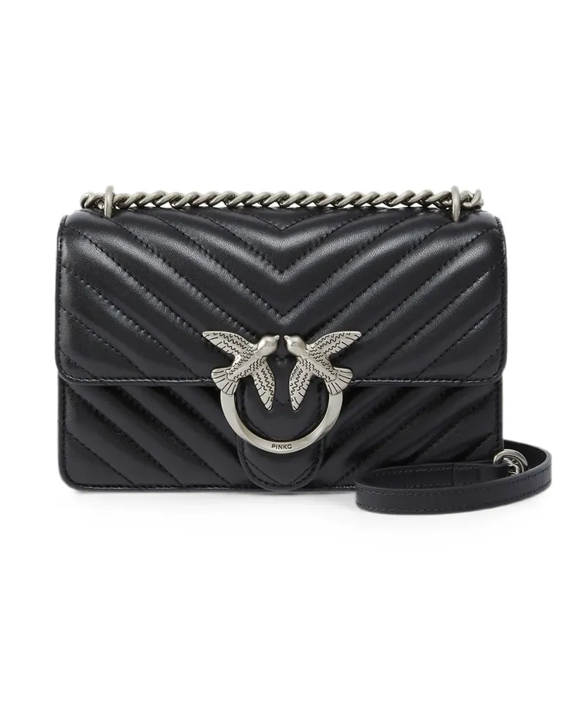 Pinko Kleine Love Schultertasche mit Zickzackmuster - Schwarz Schwarz
