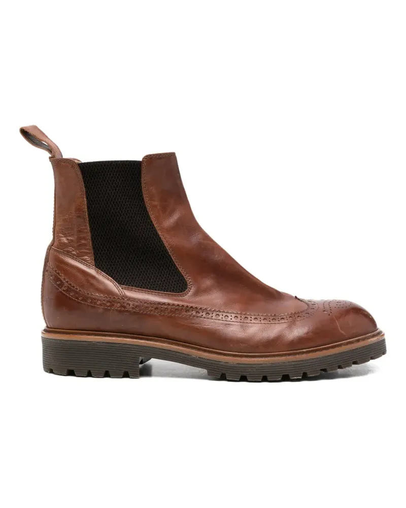 Eleventy Chelsea-Boots mit Budapestermuster - Braun Braun