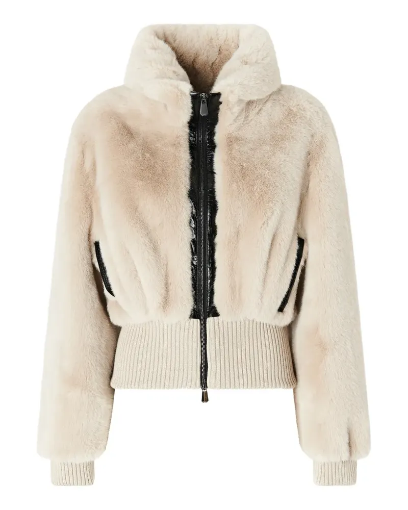 Pinko Jacke aus Faux Fur mit geripptem Saum - Nude Nude