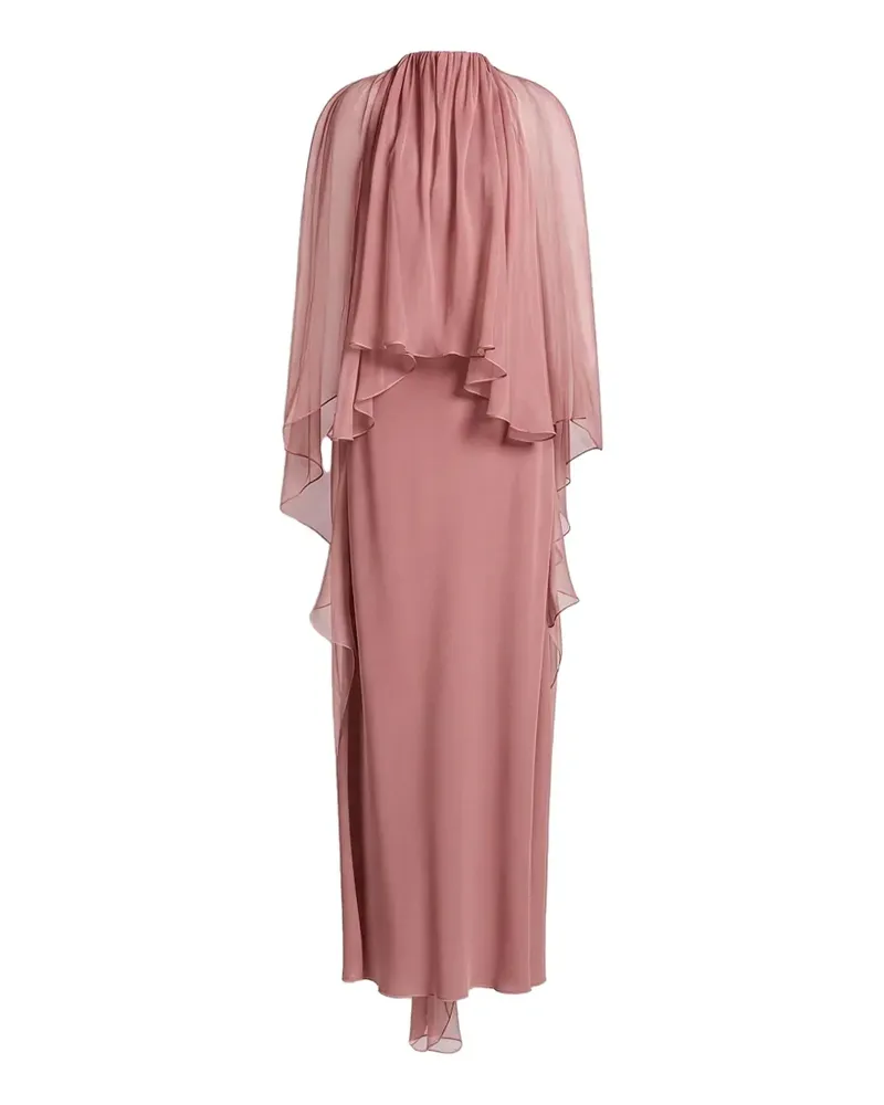 Alberta Ferretti Gerüschtes Maxikleid im Cape-Stil - Rosa Rosa