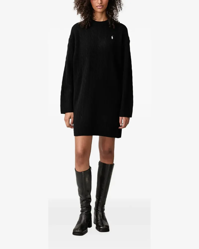 Ralph Lauren cable-knit embroidered-logo mini dress - Schwarz Schwarz