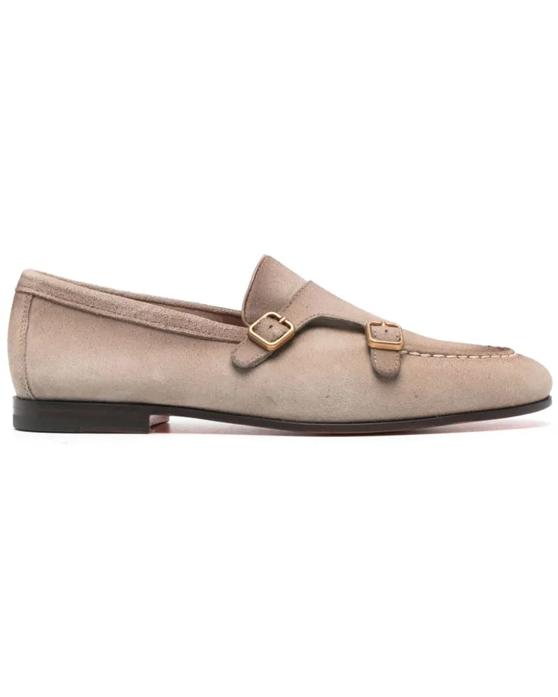 Santoni Monk-Schuhe aus Wildleder - Nude Nude