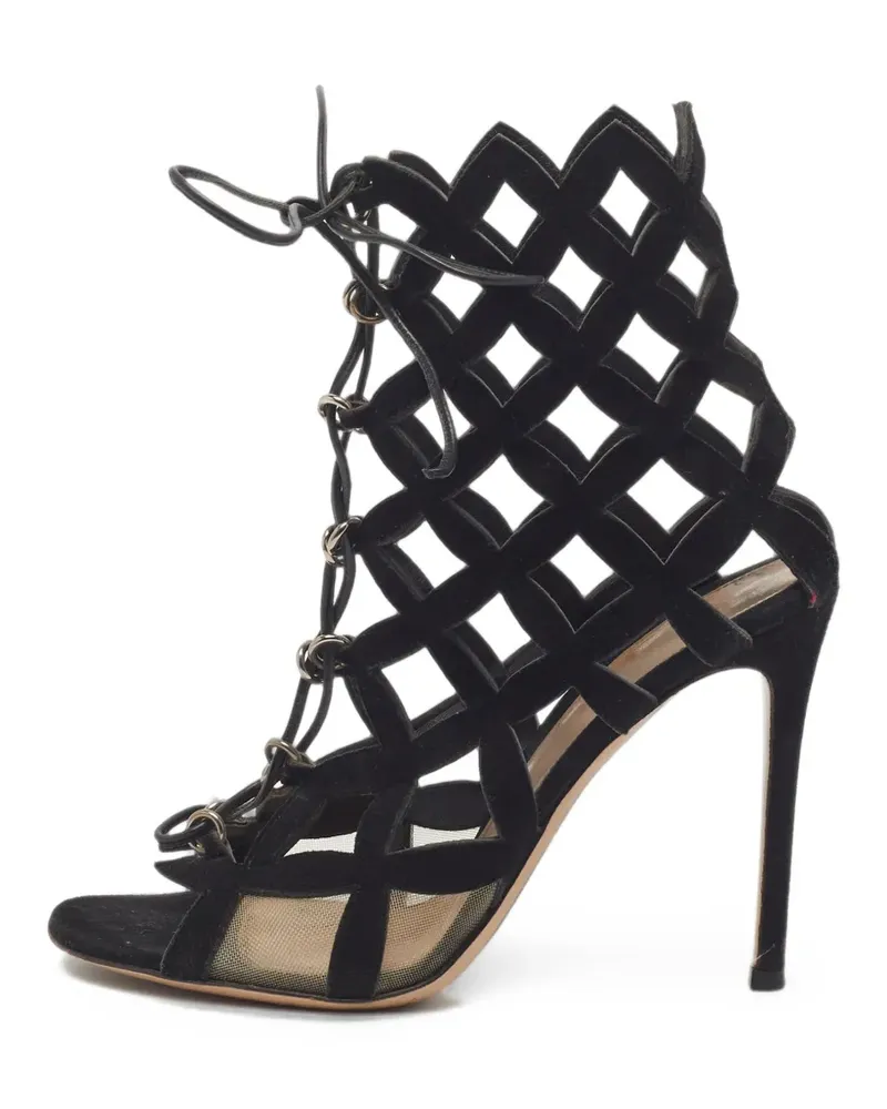 Gianvito Rossi Cage-Sandalen mit Schnürung und Absatz - Schwarz Schwarz