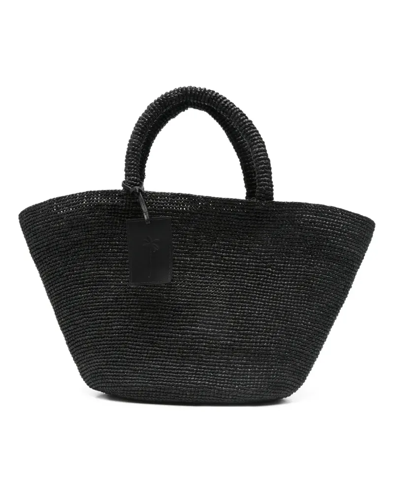 Manebí Panier raffia tote bag - Schwarz Schwarz