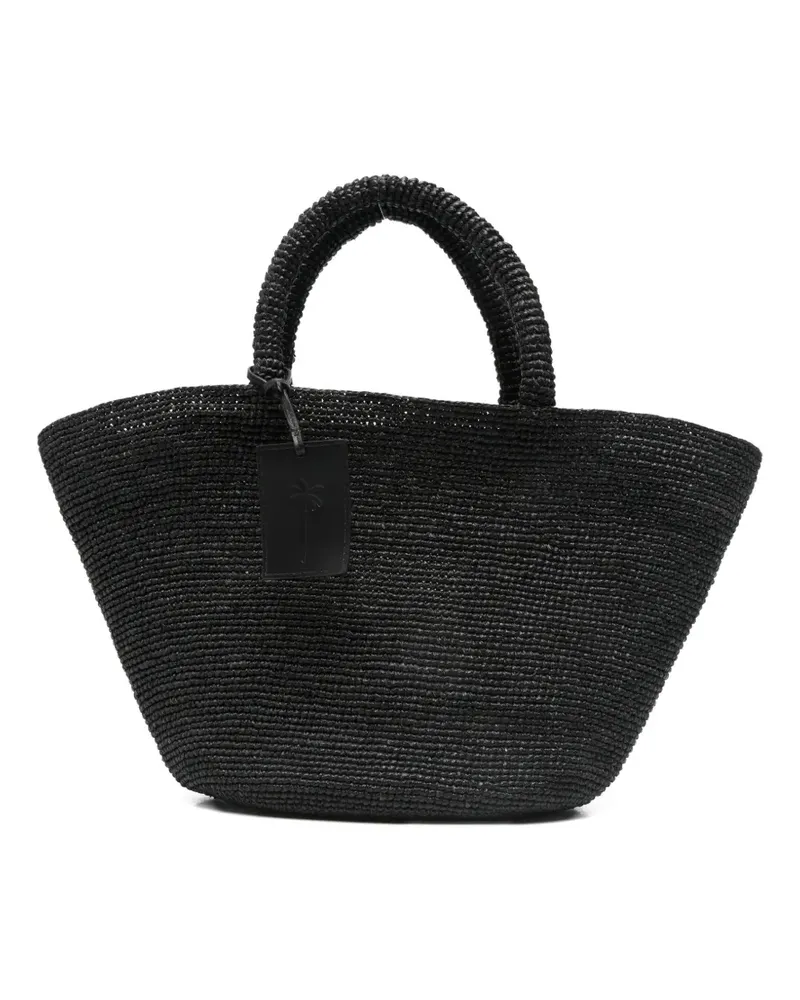 Manebí Panier raffia tote bag - Schwarz Schwarz