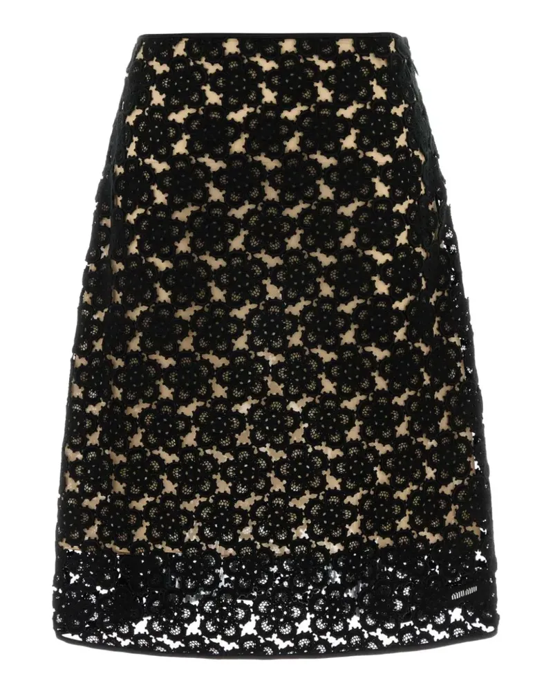 Miu Miu Midirock aus Blumen-Makramee - Schwarz Schwarz