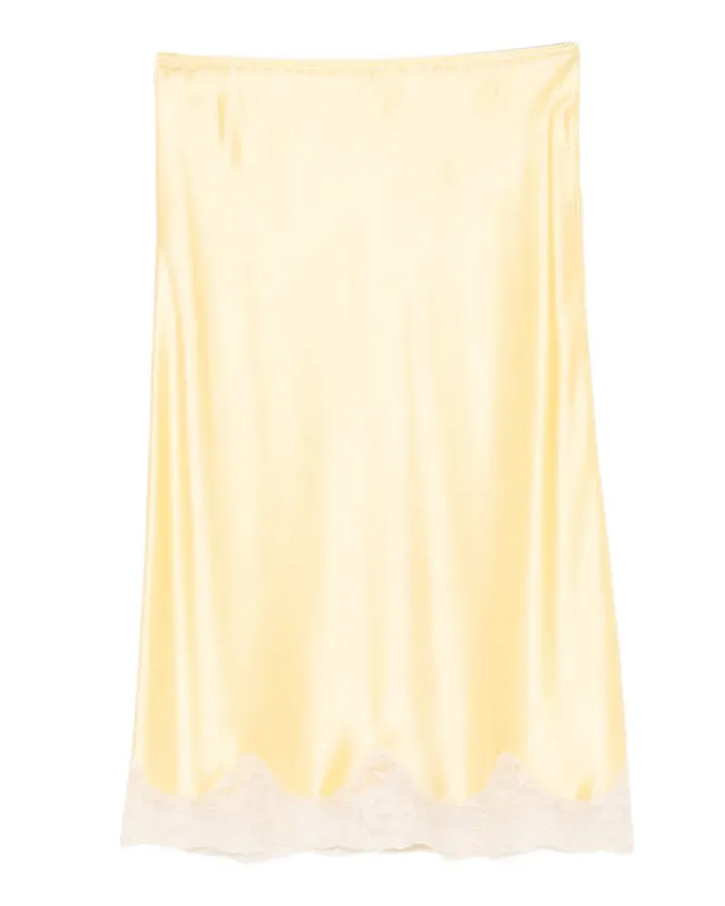 Saint Laurent lace-trim midi skirt - Gelb Gelb