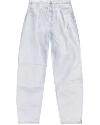 Ganni Tapered-Jeans aus Bio-Baumwolle Silber