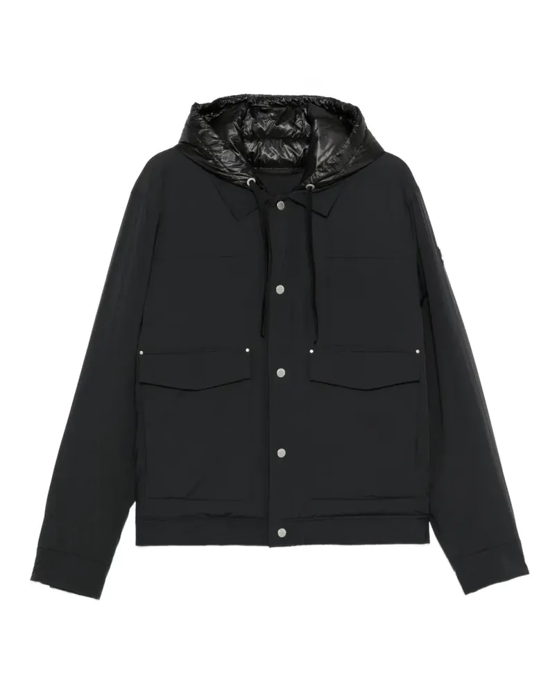 Moose Knuckles Kapuzenjacke mit Logo-Patch - Schwarz Schwarz
