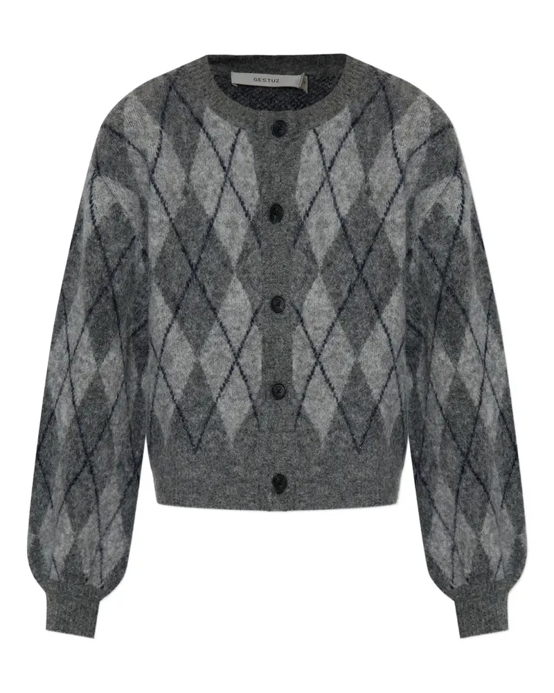 Gestuz Cardigan mit Argyle-Muster - Grau Grau