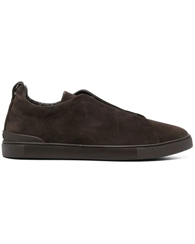Ermenegildo Zegna Slip-On-Sneakers mit Ziernaht - Braun Braun