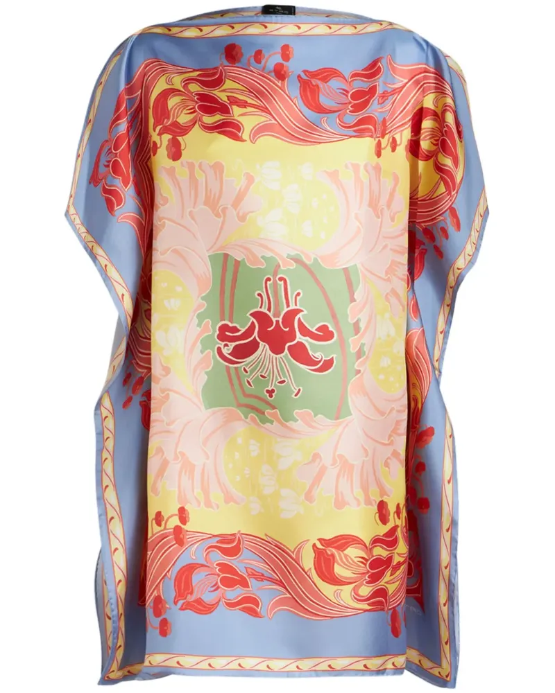 Etro Seidenoberteil mit Blumen-Print - Blau Blau