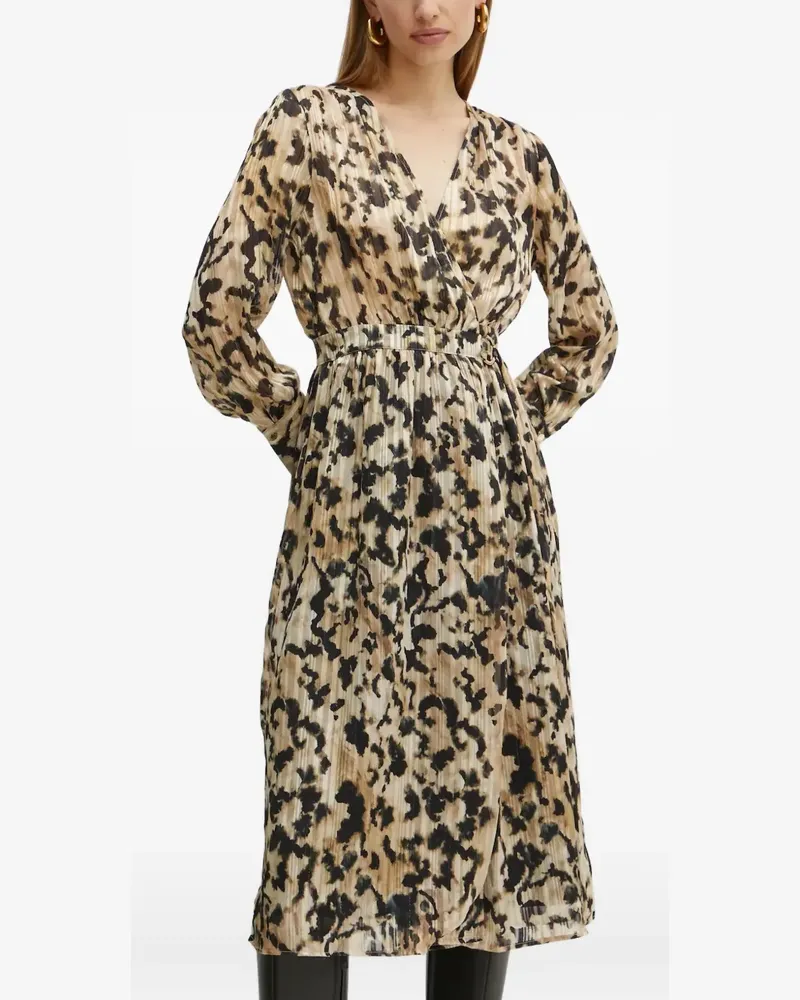 Morgan pleated V-neck midi dress - Nude Nude