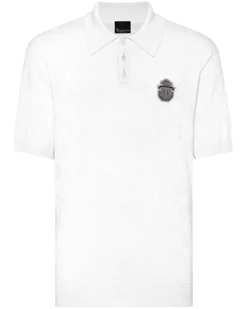 Billionaire Poloshirt mit Wappen-Applikation - Weiß Weiß