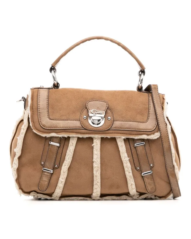 Guess Shopper aus Wildleder mit Logo-Schild - Braun Braun