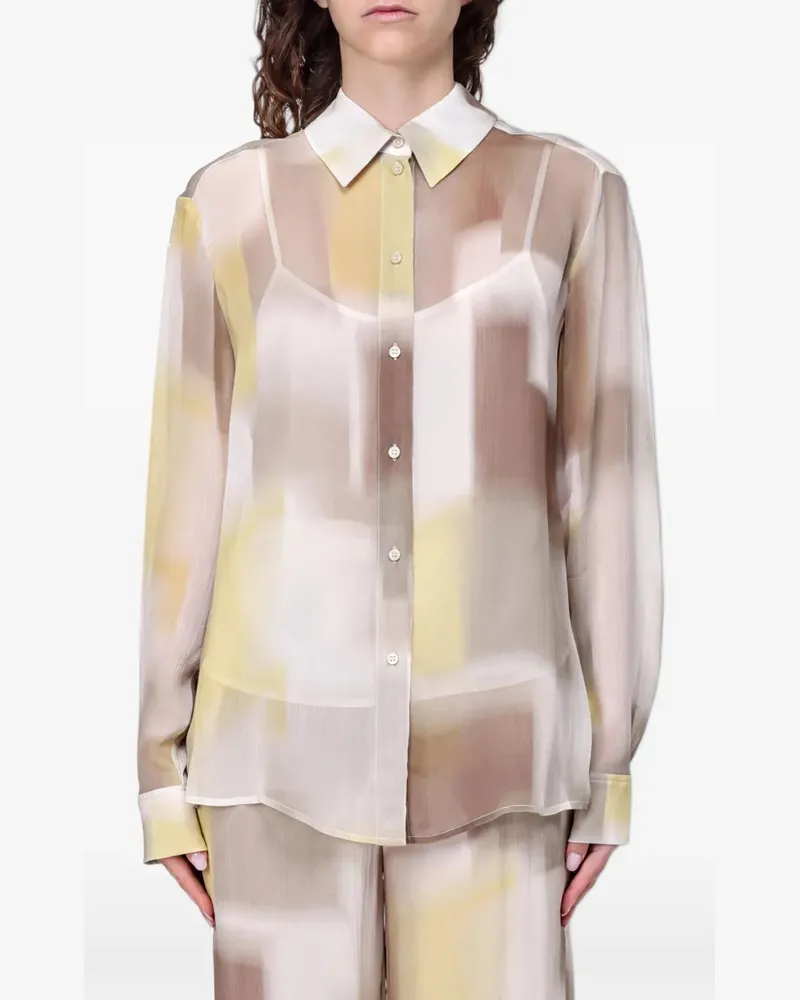 Emporio Armani Chiffonhemd mit abstraktem Print - Nude Nude