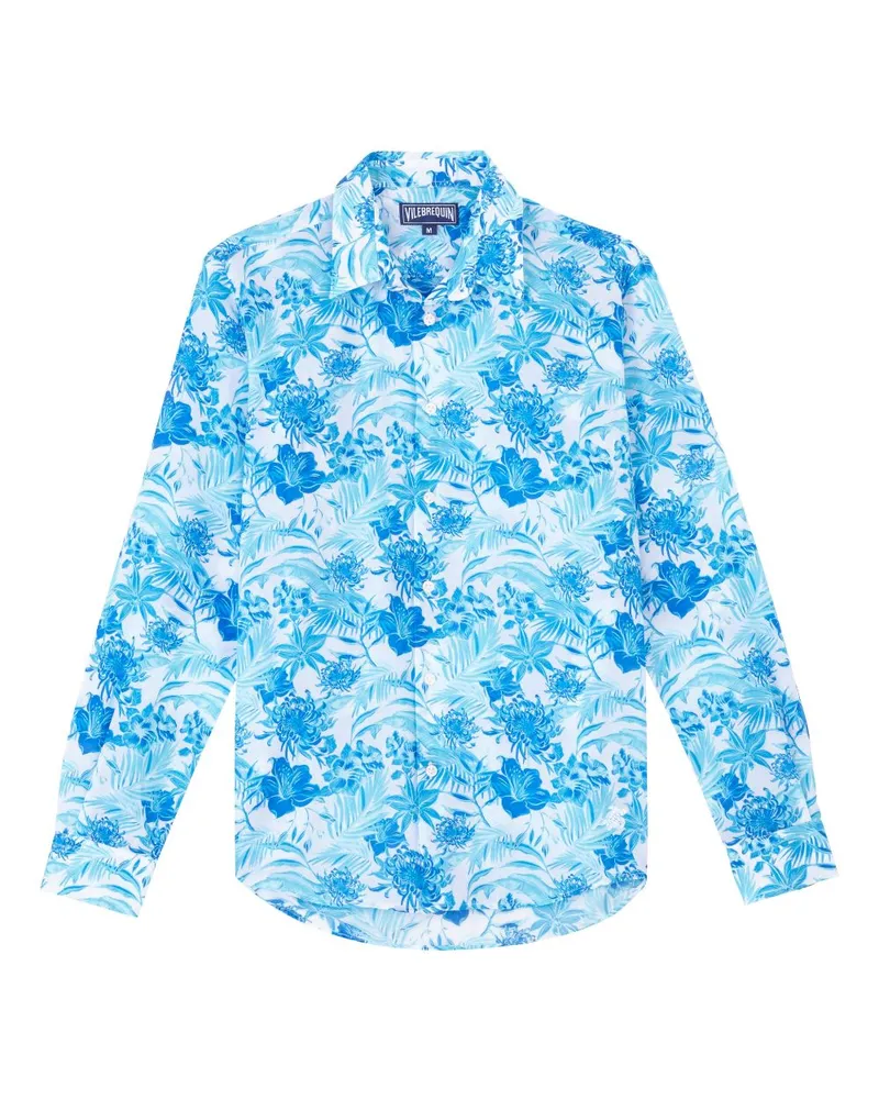 Vilebrequin Hemd mit Blumen-Print Blau