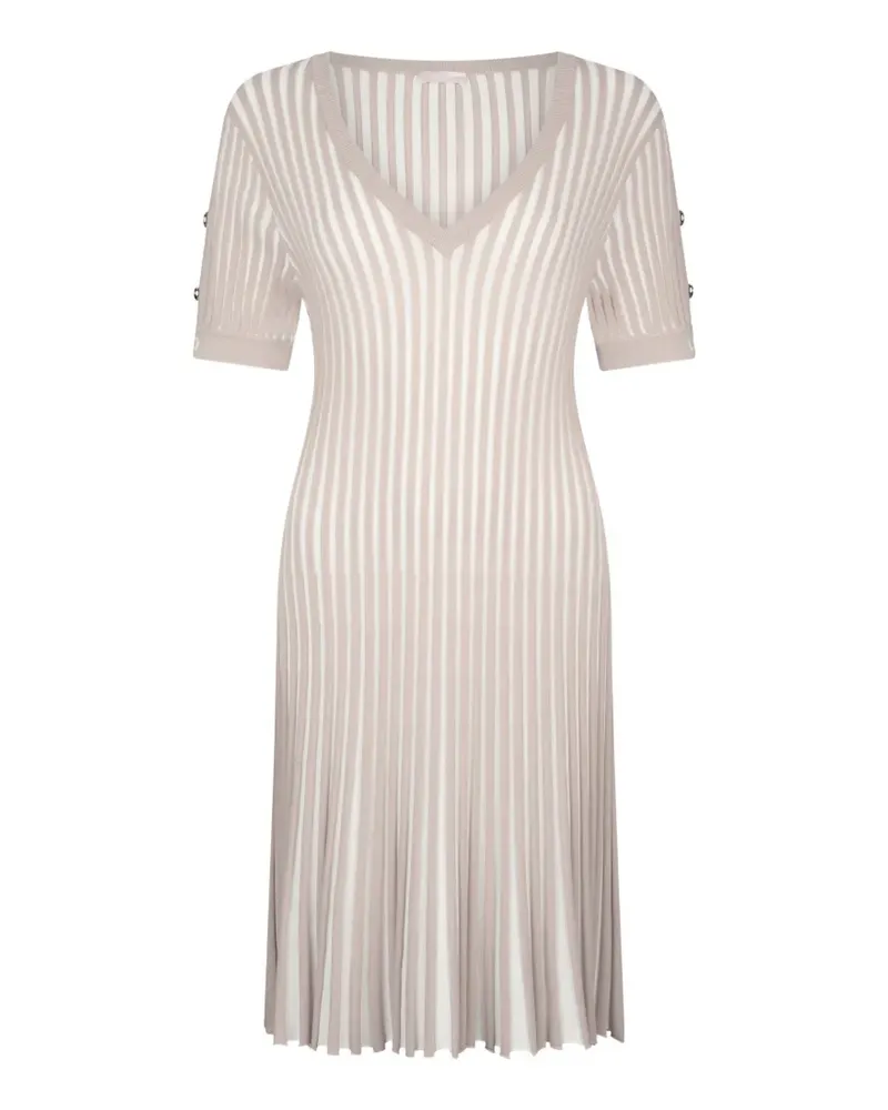 Liu Jo striped button V-neck mini dress - Nude Nude