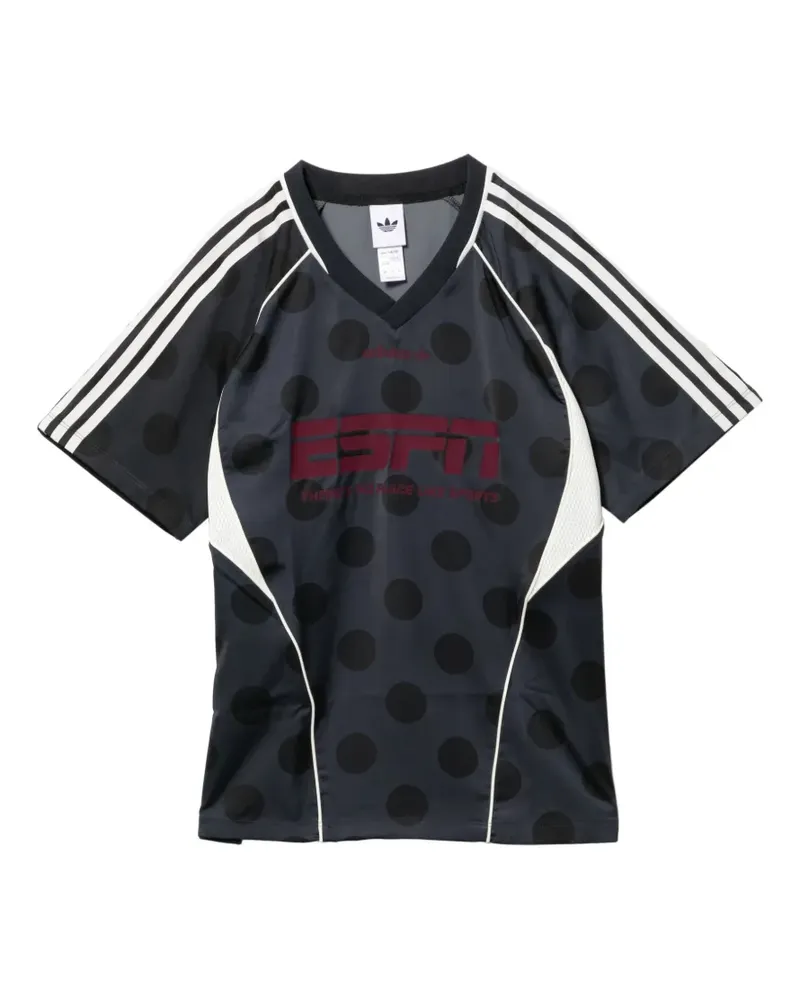 adidas Gestreiftes T-Shirt mit Polka Dots - Grau Grau