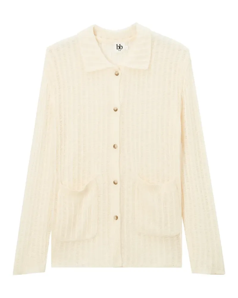 b+ab ribbed-knit collared cardigan - Nude Nude