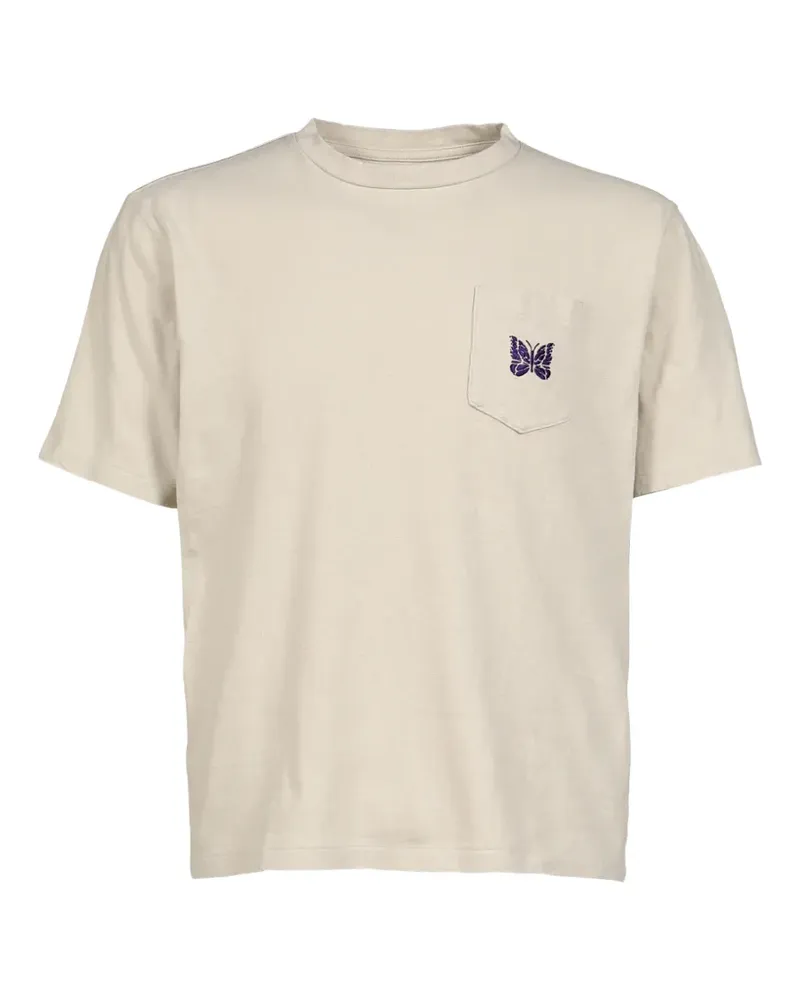 NEEDLES butterfly-embroidered T-shirt - Nude Nude