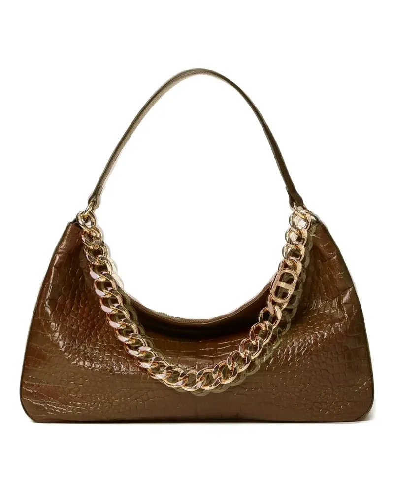 Twin-Set Liliane Schultertasche mit Kroko-Effekt - Grün Grün