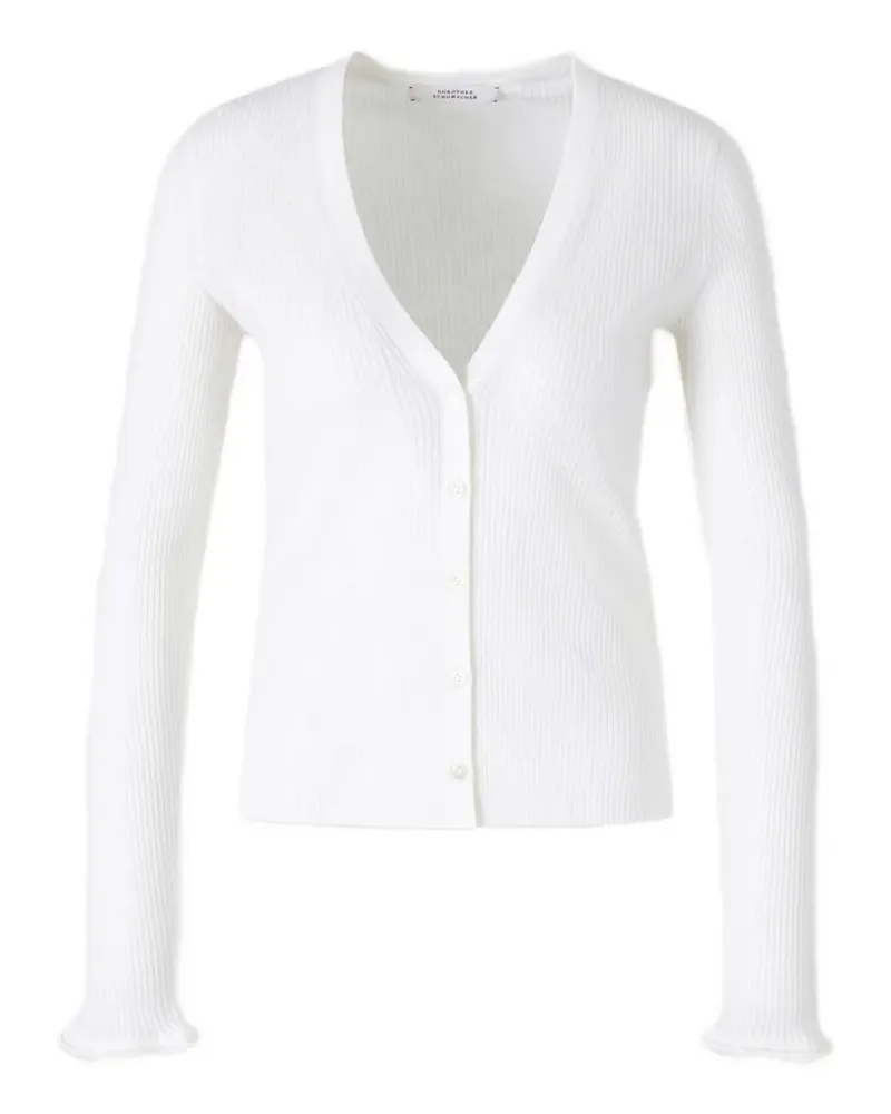 Dorothee Schumacher Gerippter Cardigan mit V-Ausschnitt - Weiß Weiß