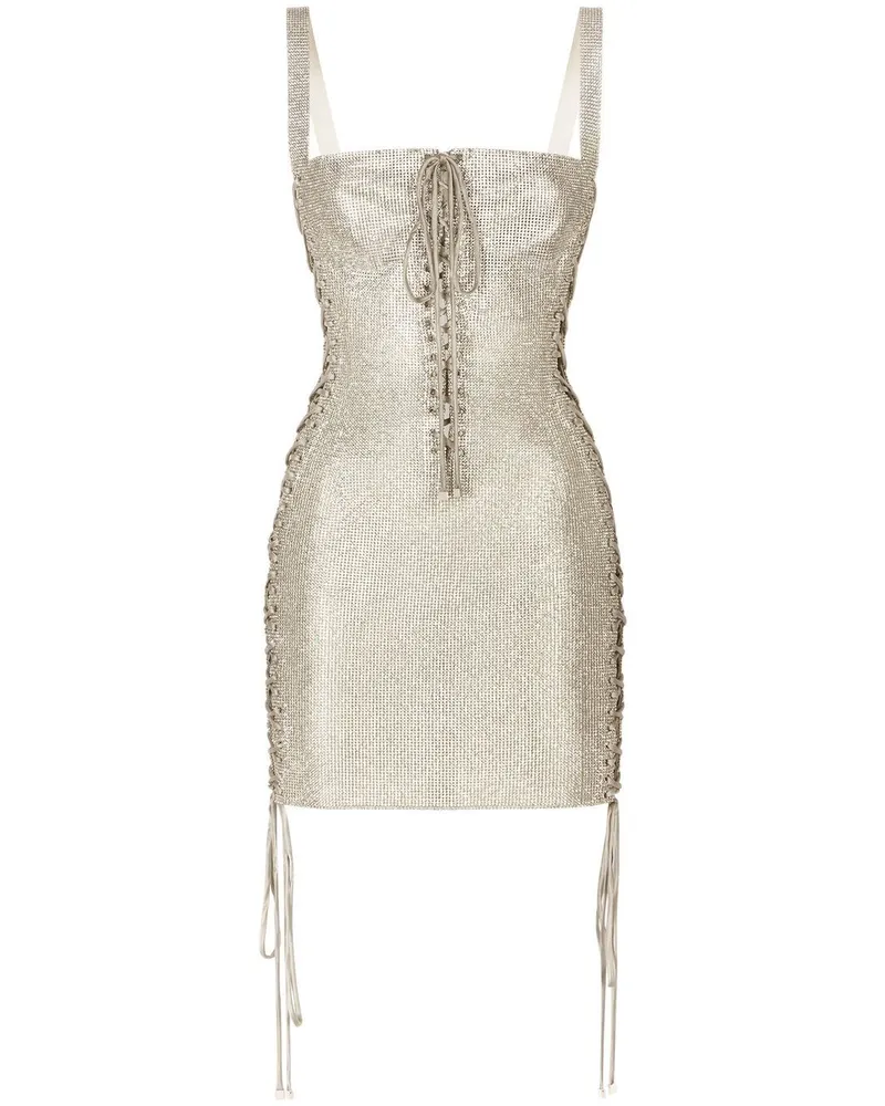 Dolce & Gabbana KIM DOLCE&GABBANA Minikleid mit Kristallverzierung - Weiß Weiß