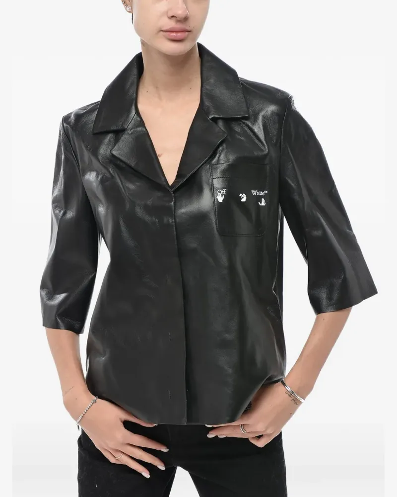 OFF-WHITE leather bowling shirt with snap buttons - Schwarz Schwarz