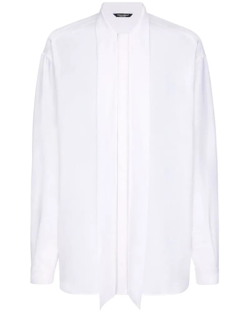Dolce & Gabbana Seidenkrepp-Hemd mit Schalkragen - Weiß Weiß