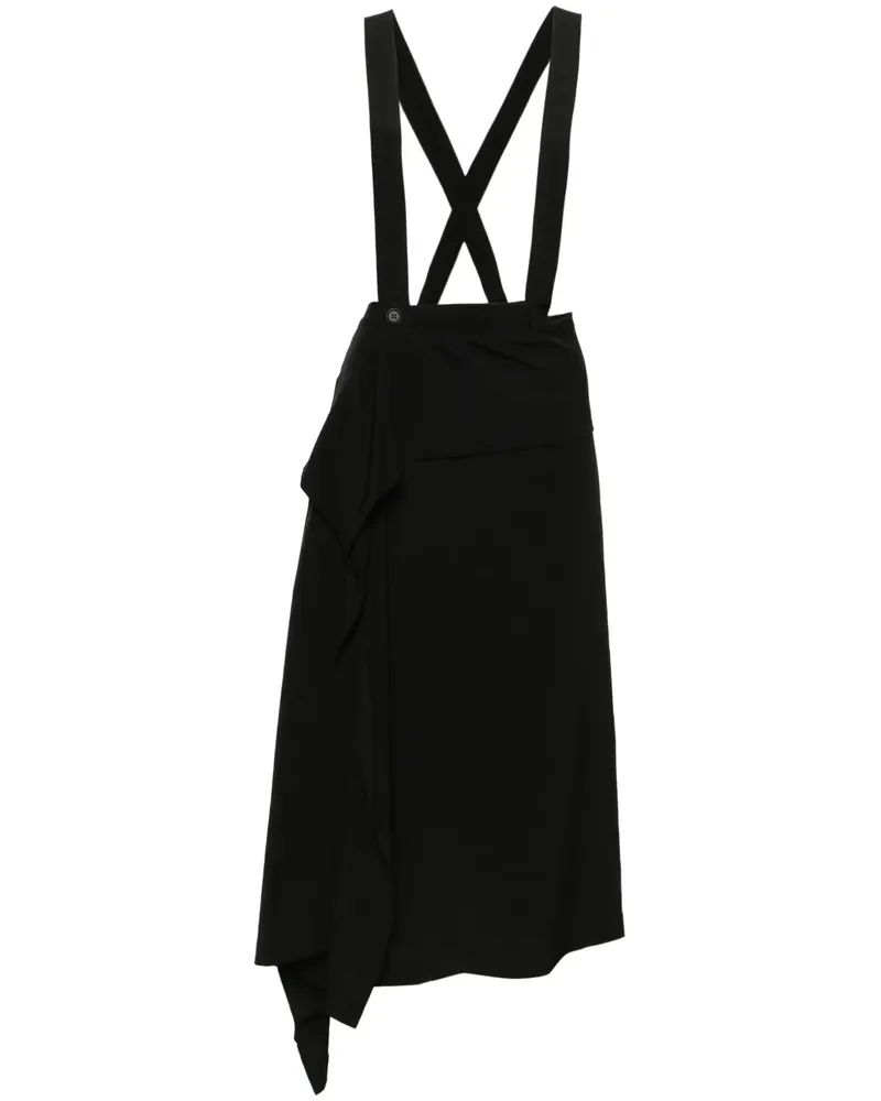 Yohji Yamamoto Satinrock mit Trägern - Schwarz Schwarz