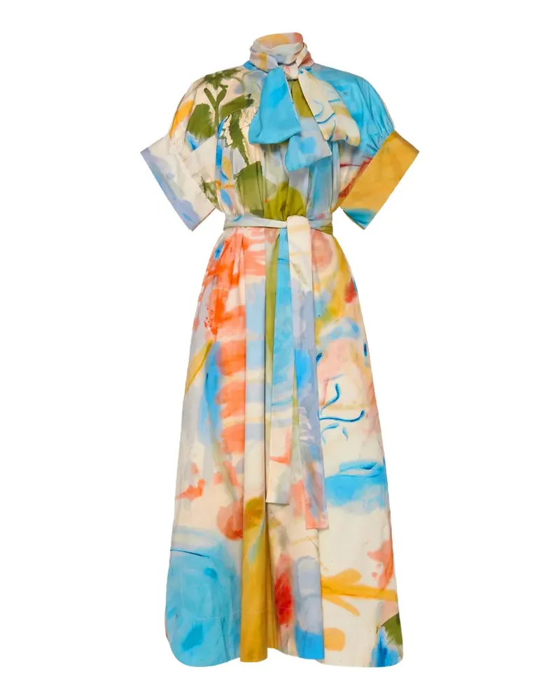 Ulla Johnson Studio tie-neck belted midi dress - Nude Nude