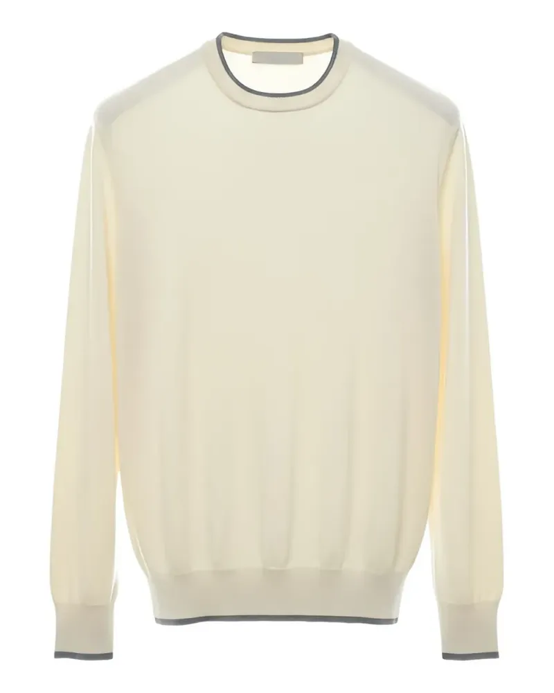 Tombolini contrast-trim crew-neck sweater - Nude Nude