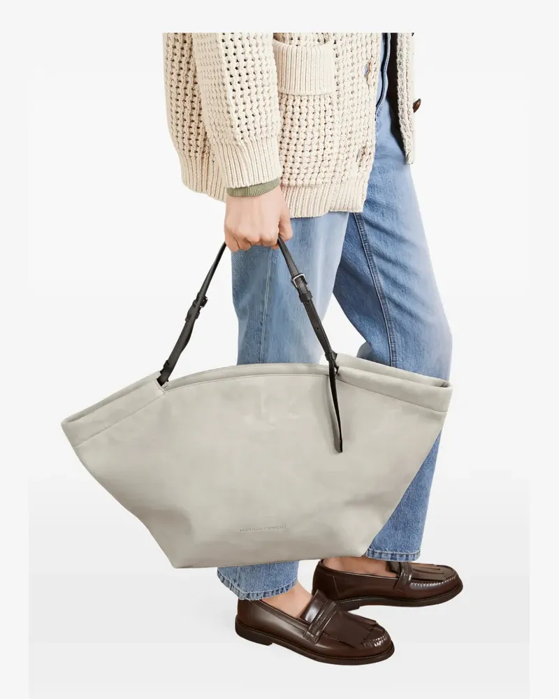 Brunello Cucinelli suede tote bag - Grau Grau