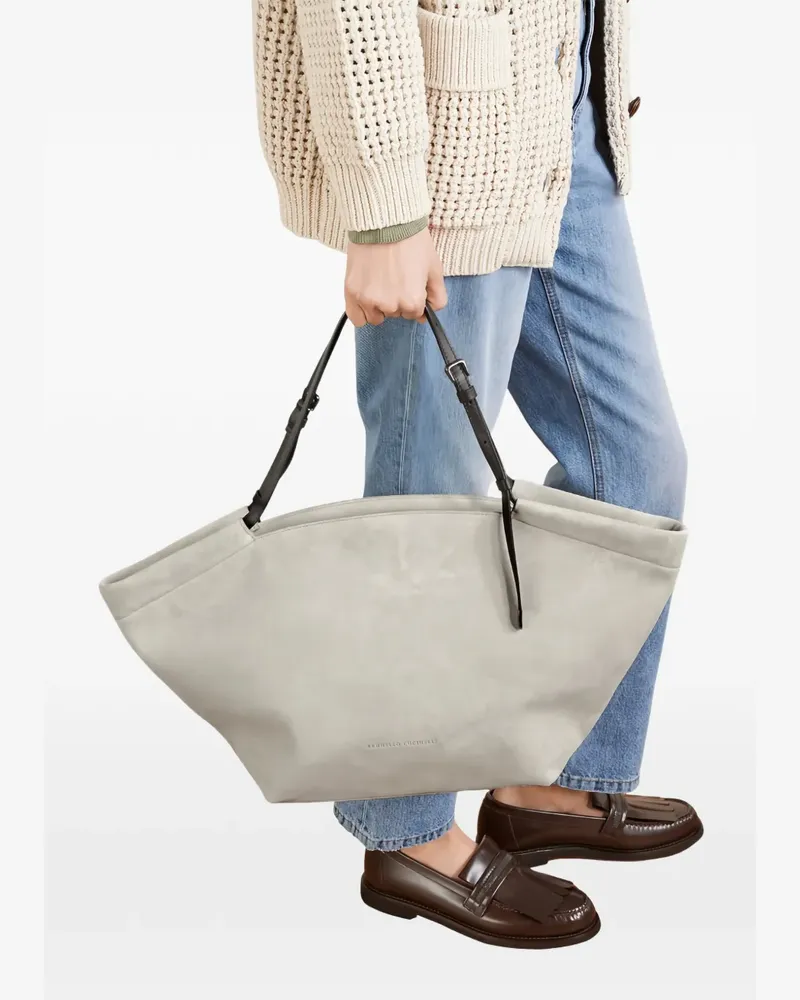 Brunello Cucinelli Shopper aus Wildleder - Grau Grau