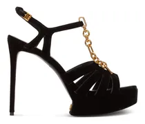 Sandalen aus Samt - Schwarz